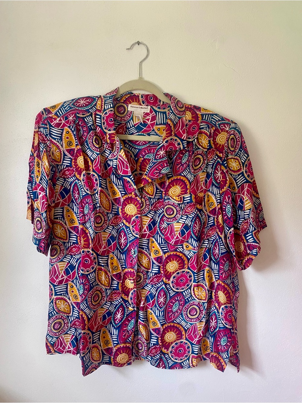 Vibrant Multicolor Printed Short-Sleeve Blouse